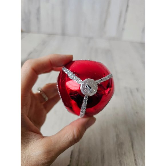 Vintage radko house cabin glitter teardrop red ornament Xmas tree - Picture 8 of 12